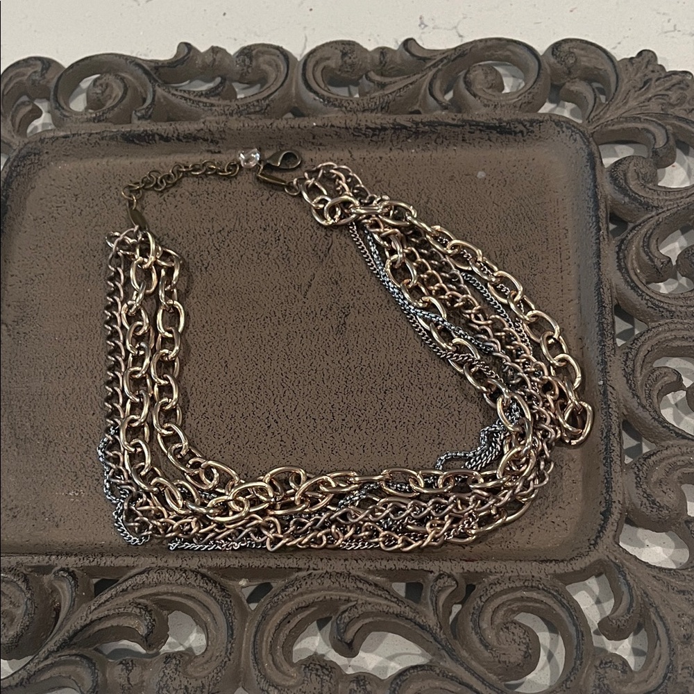 Sabika Gold and Silver Chain Necklace